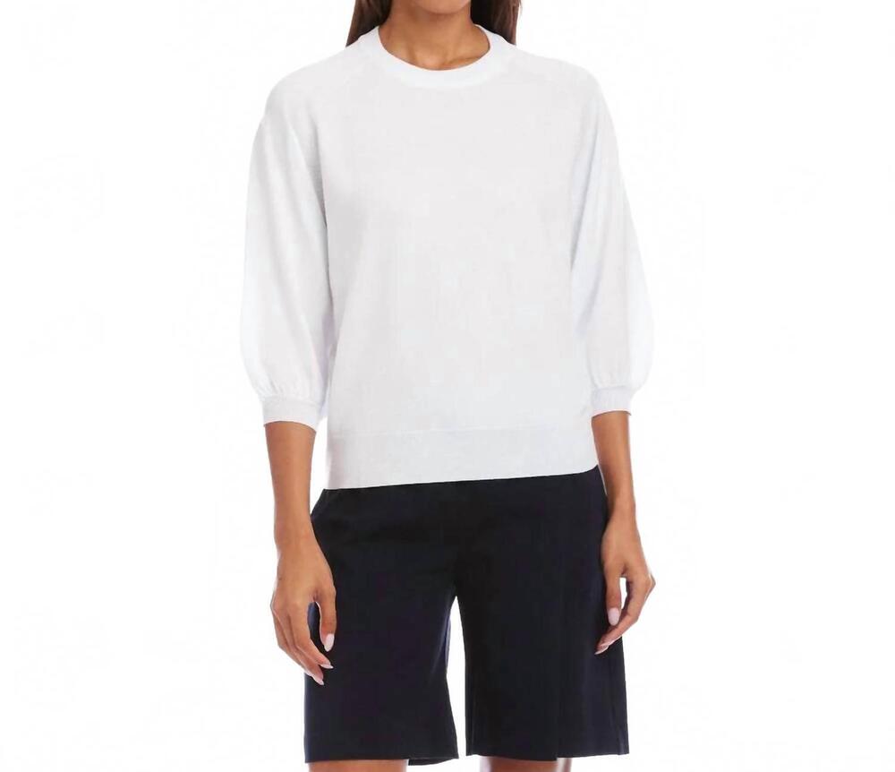 NEW KAREN KANE 3/4 puff sleeve raglan sweater in white